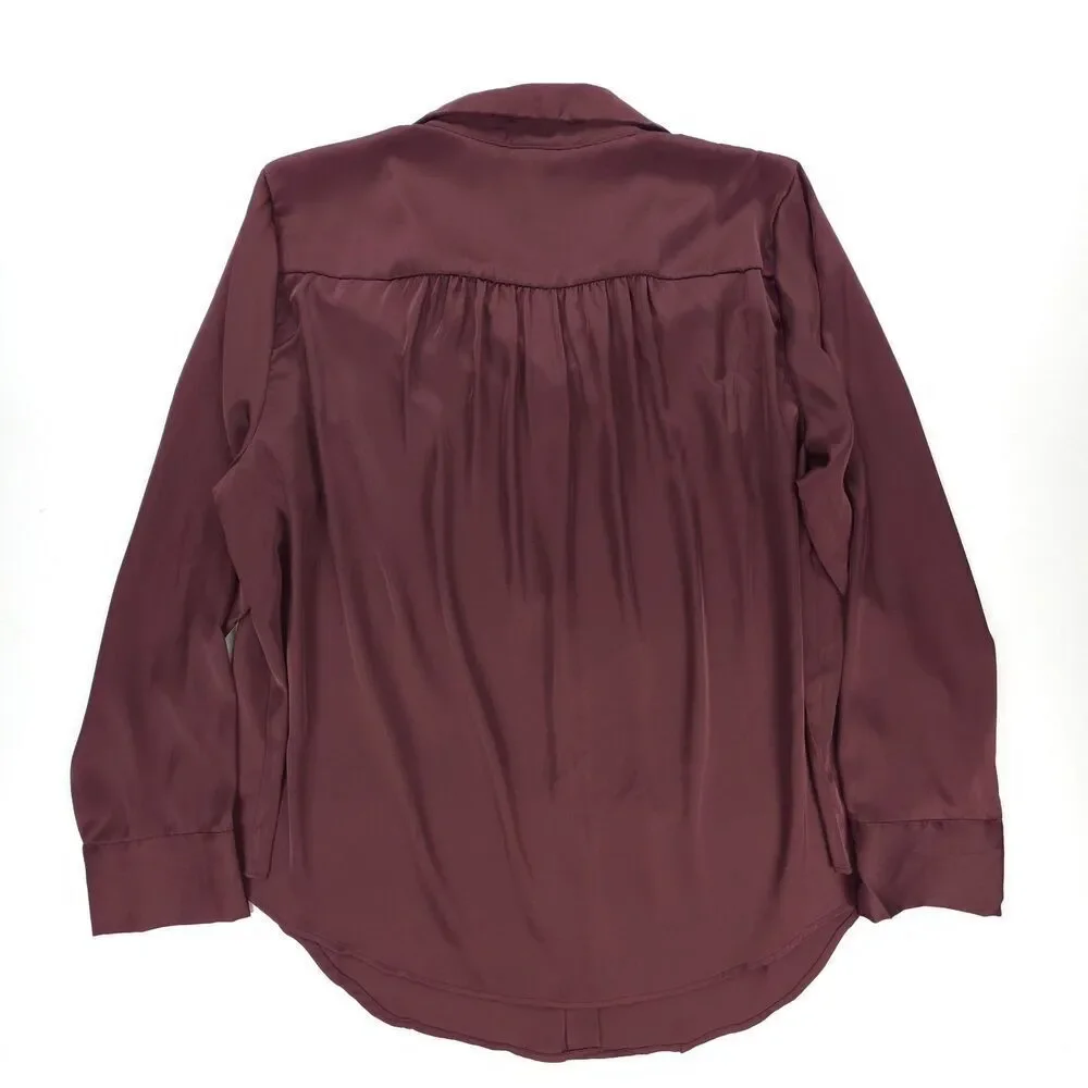 NWT Torrid Madison Satin Button-Up Long Sleeve Shirt Wide Leg Pant Set Burgundy